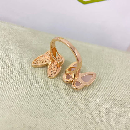 [CiCi]TWIN BUTTERFLY NEW DIAMOND & PINK BUTTERFLY RING
