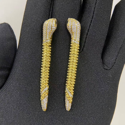 [CiCi]DIAMOND-SET DEW DROP SERPENT SERIES SNAKE CLIP EARRINGS
