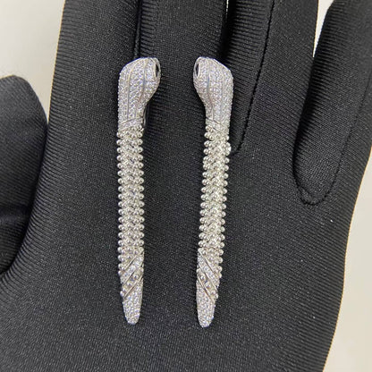 [CiCi]DIAMOND-SET DEW DROP SERPENT SERIES SNAKE CLIP EARRINGS