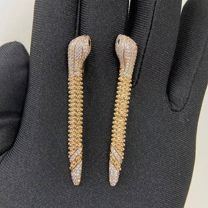 [CiCi]DIAMOND-SET DEW DROP SERPENT SERIES SNAKE CLIP EARRINGS