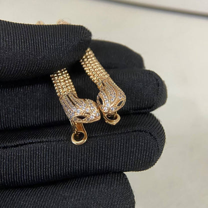 [CiCi]DIAMOND-SET DEW DROP SERPENT SERIES SNAKE CLIP EARRINGS