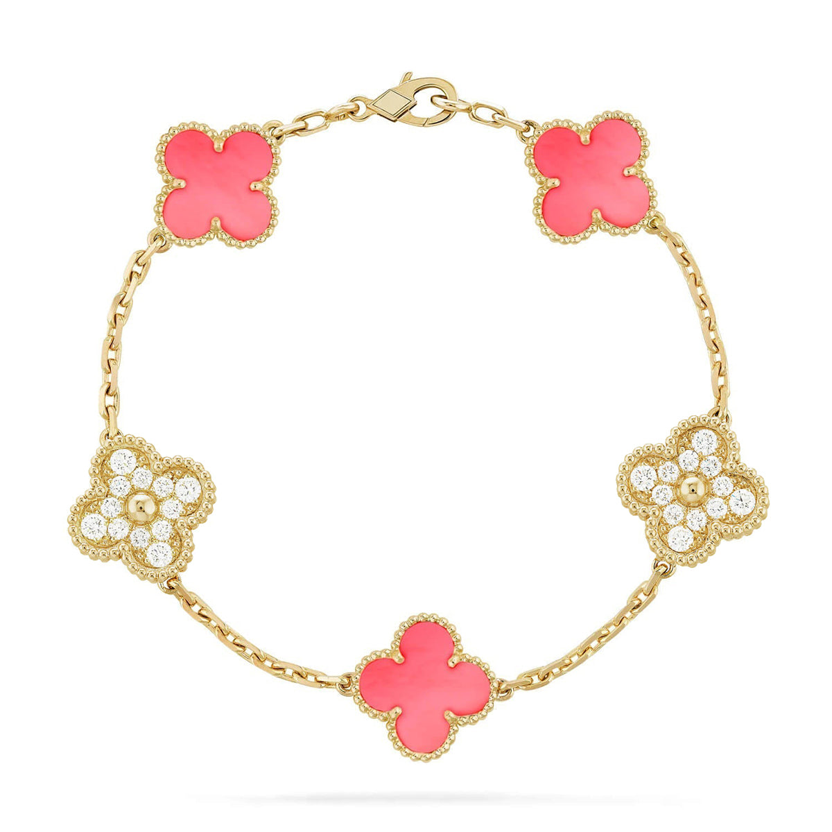 [CiCi] CLOVER 5 MOTIFS  PINK MOP BRACELET COLLECTION