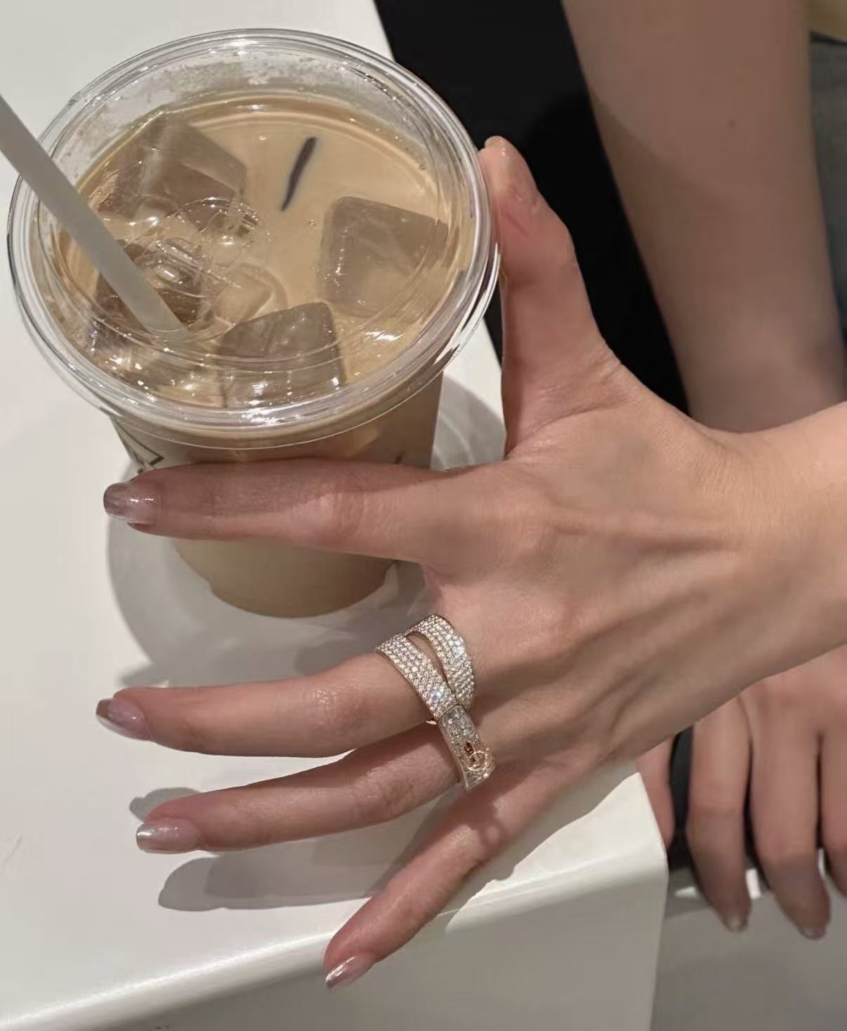 [CiCi]NEW STYLE FULL CIRCLE DOUBLE DIAMOND RING