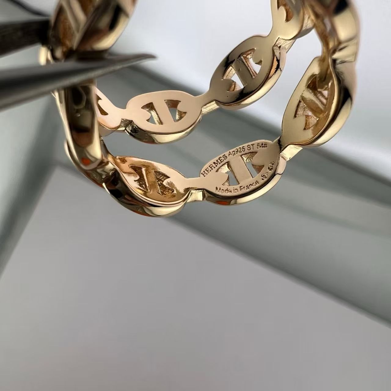 [CiCi]GLOSSY FINISH SQUARE COMBINATION DOUBLE-LAYER PIG NOSE RING