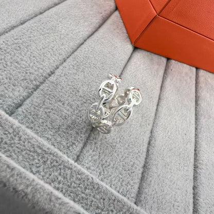 [CiCi]GLOSSY FINISH SQUARE COMBINATION DOUBLE-LAYER PIG NOSE RING