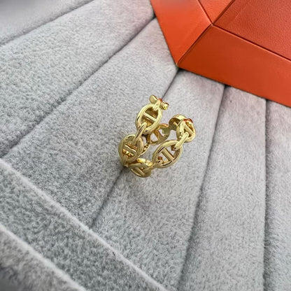 [CiCi]GLOSSY FINISH SQUARE COMBINATION DOUBLE-LAYER PIG NOSE RING