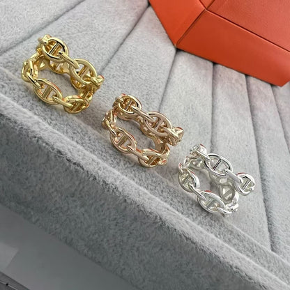 [CiCi]GLOSSY FINISH SQUARE COMBINATION DOUBLE-LAYER PIG NOSE RING
