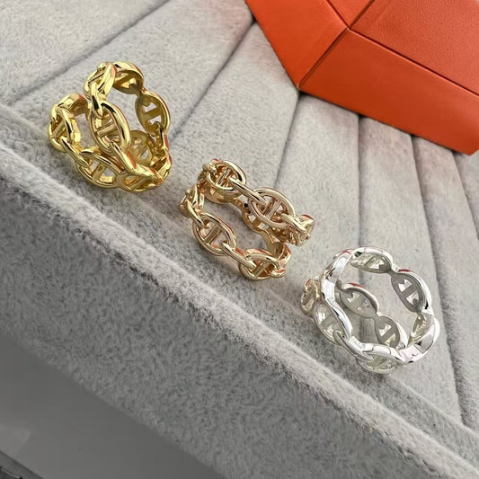 [CiCi]GLOSSY FINISH SQUARE COMBINATION DOUBLE-LAYER PIG NOSE RING