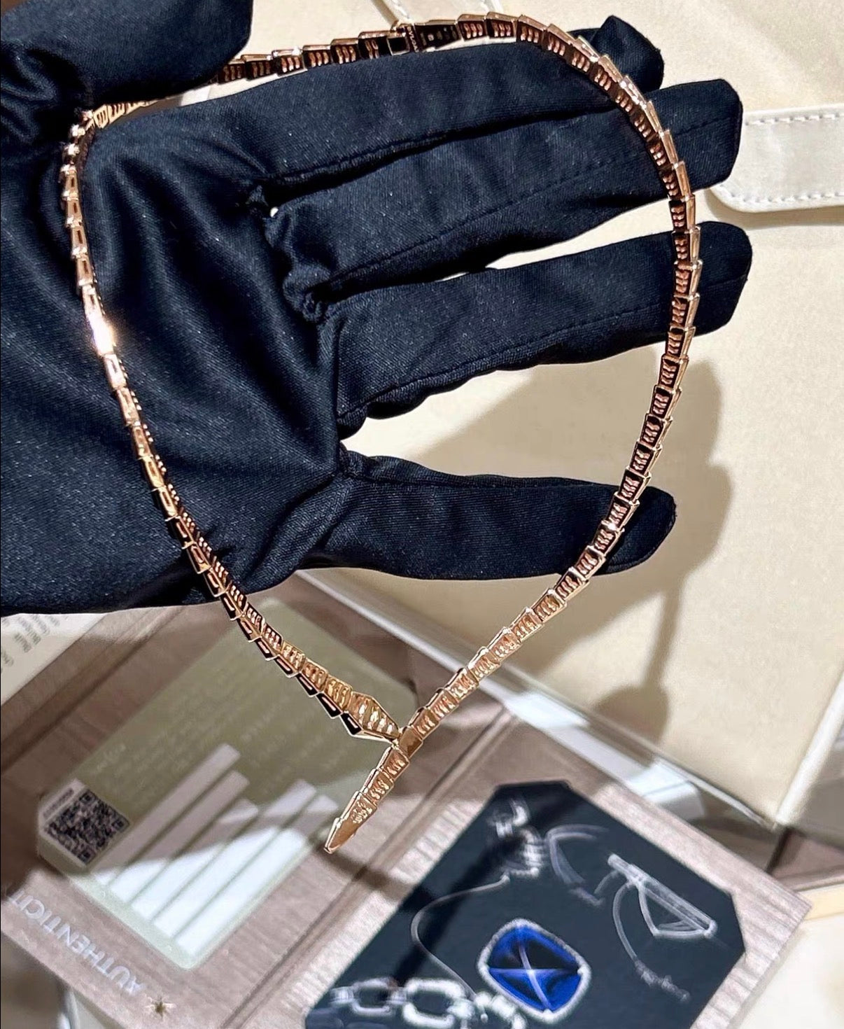 [CiCi]SERPENTI VIPER SERIES ROSE GOLD SNAKE NECKLACE