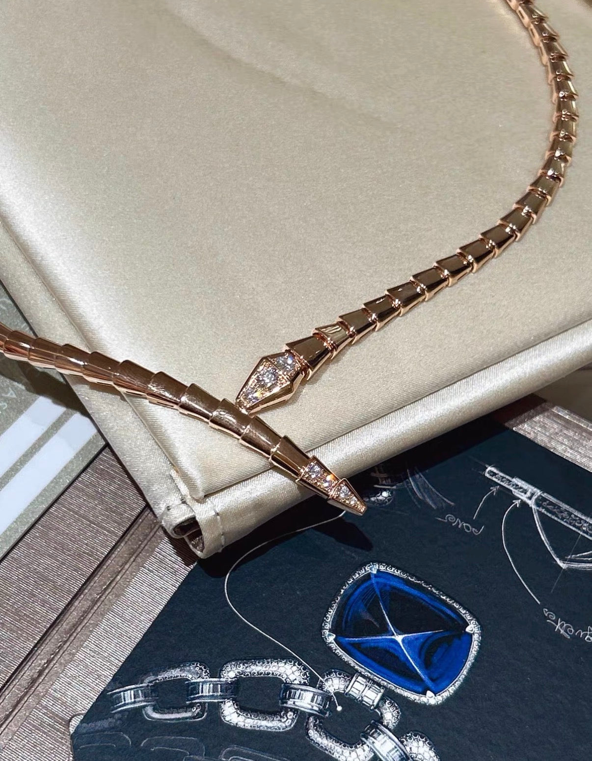 [CiCi]SERPENTI VIPER SERIES ROSE GOLD SNAKE NECKLACE