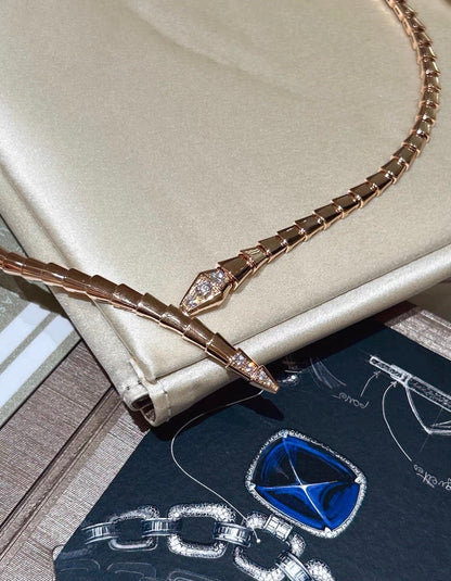 [CiCi]SERPENTI VIPER SERIES ROSE GOLD SNAKE NECKLACE