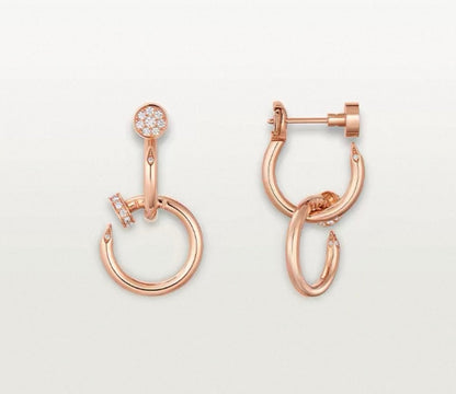 [CiCi]NAIL COLLECTION DIAMOND SET DOUBLE HOOP EARRINGS