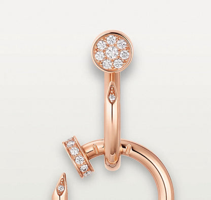[CiCi]NAIL COLLECTION DIAMOND SET DOUBLE HOOP EARRINGS