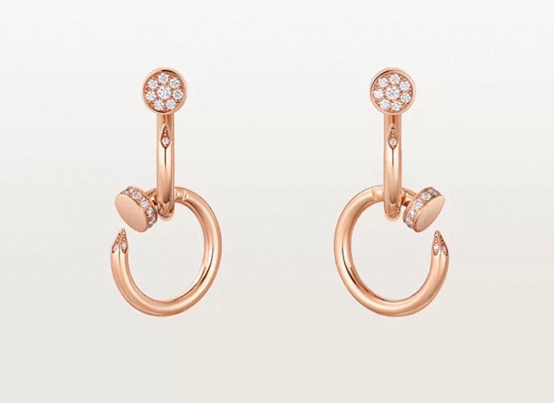 [CiCi]NAIL COLLECTION DIAMOND SET DOUBLE HOOP EARRINGS