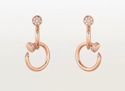 [CiCi]NAIL COLLECTION DIAMOND SET DOUBLE HOOP EARRINGS