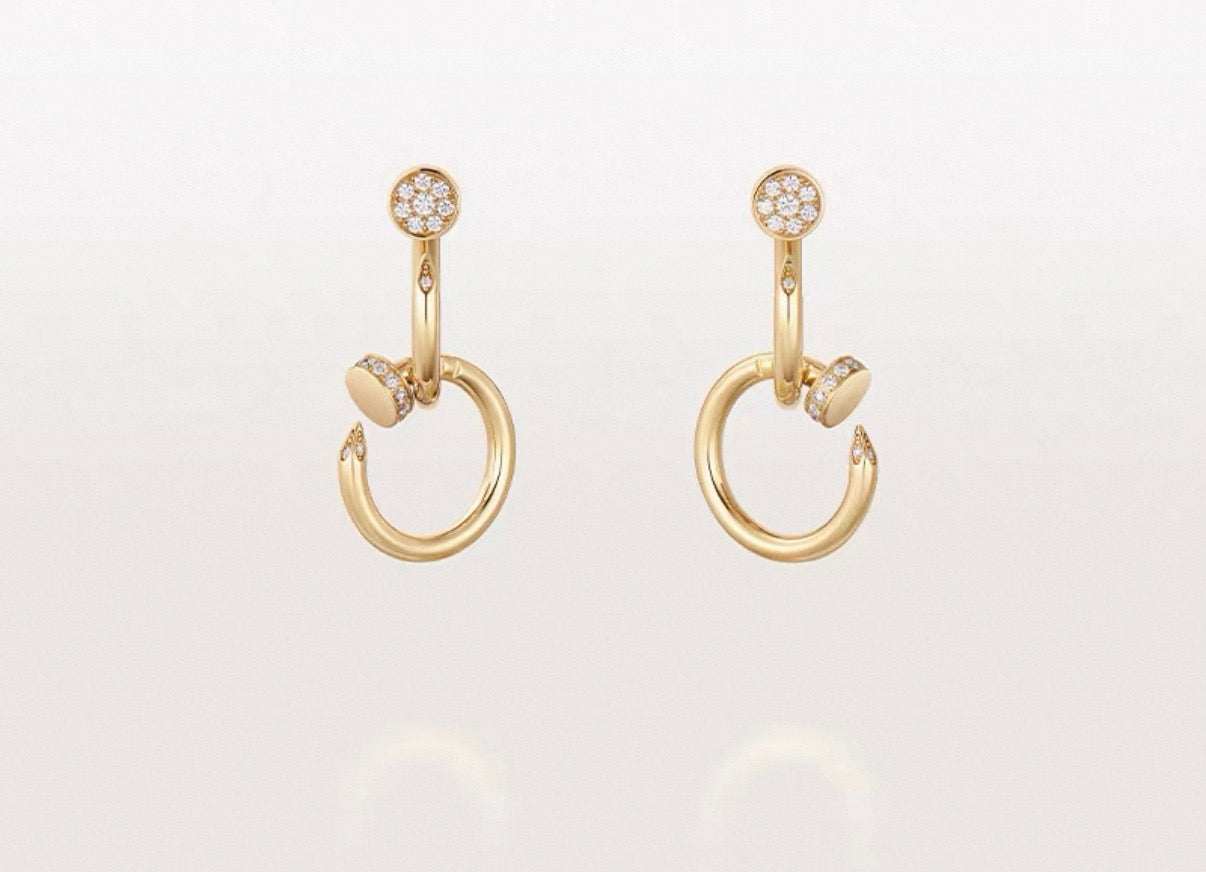 [CiCi]NAIL COLLECTION DIAMOND SET DOUBLE HOOP EARRINGS