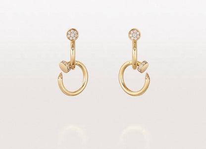 [CiCi]NAIL COLLECTION DIAMOND SET DOUBLE HOOP EARRINGS