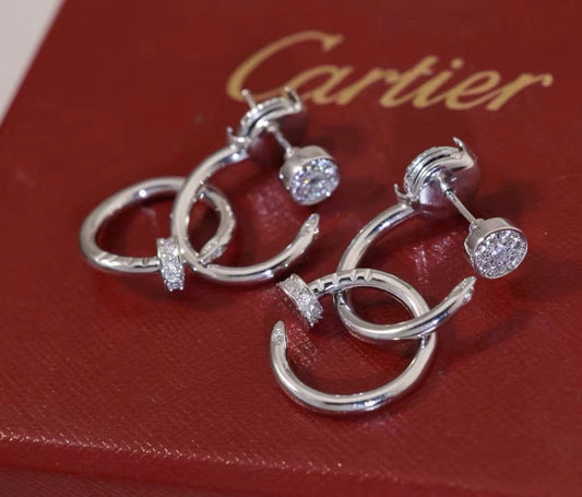 [CiCi]NAIL COLLECTION DIAMOND SET DOUBLE HOOP EARRINGS
