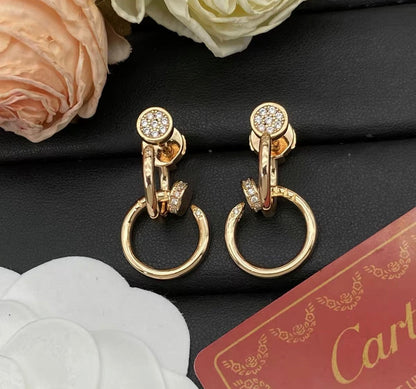 [CiCi]NAIL COLLECTION DIAMOND SET DOUBLE HOOP EARRINGS