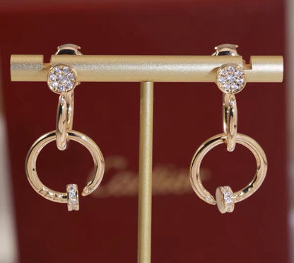 [CiCi]NAIL COLLECTION DIAMOND SET DOUBLE HOOP EARRINGS