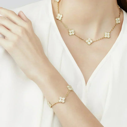 [CiCi] CLOVER 5 MOTIF FULL DIAMOND BRACELET COLLECTION