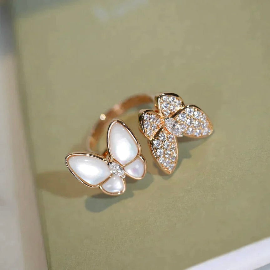 [CiCi]TWIN BUTTERFLY DIAMOND MOP RING