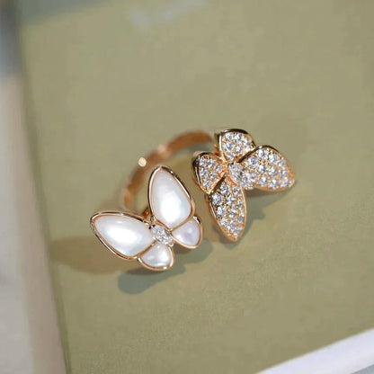 [CiCi]TWIN BUTTERFLY DIAMOND MOP RING