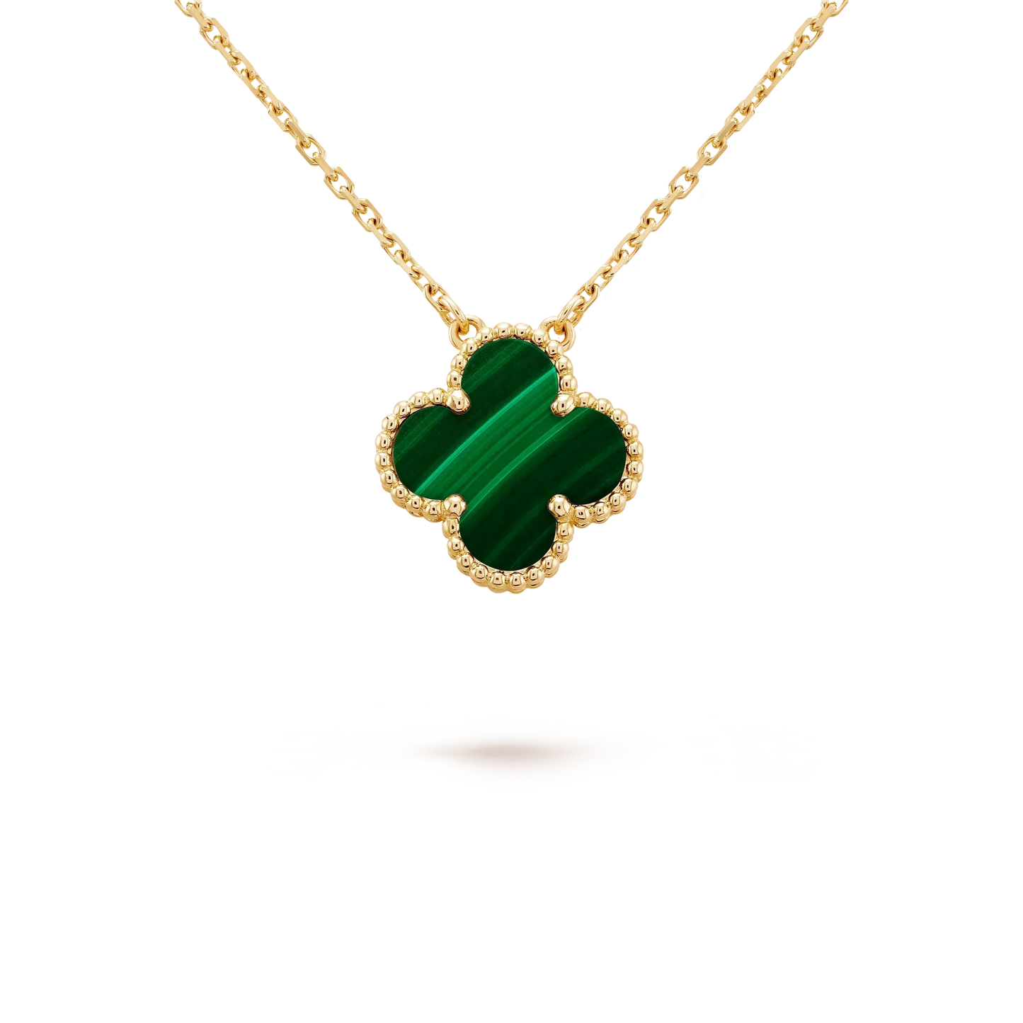 [CiCi]CLOVER 15MM MALACHIT EINZELBLUMEN HALSKETTE