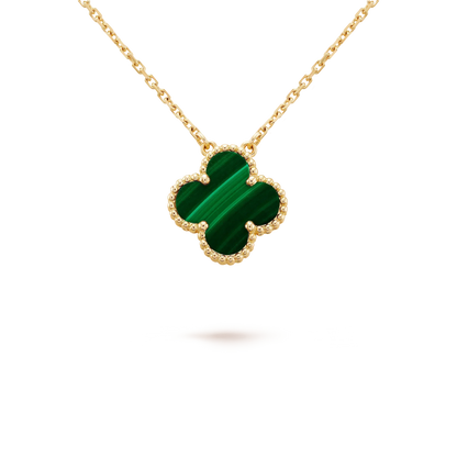 [CiCi]CLOVER 15MM MALACHIT EINZELBLUMEN HALSKETTE