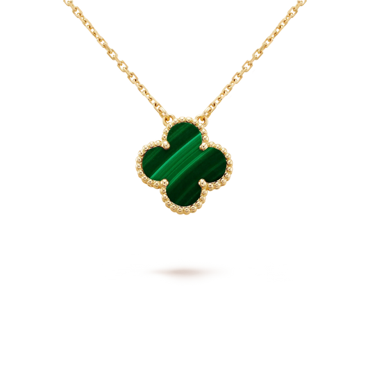 [CiCi]CLOVER 15MM MALACHITE SINGLE FLOWER  NECKLACE