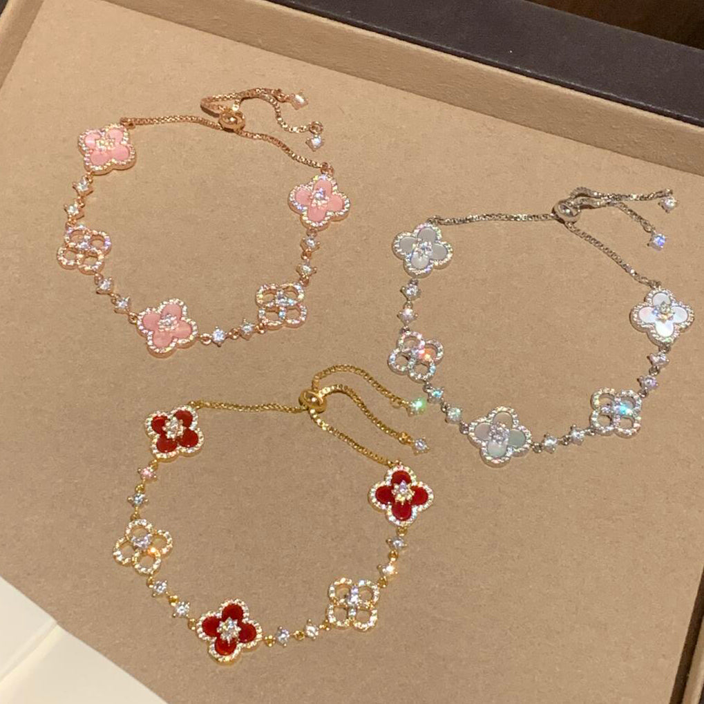 [CiCi]CLOVER 5 MOTIF PINK BLUE RED WHITE BRACELET