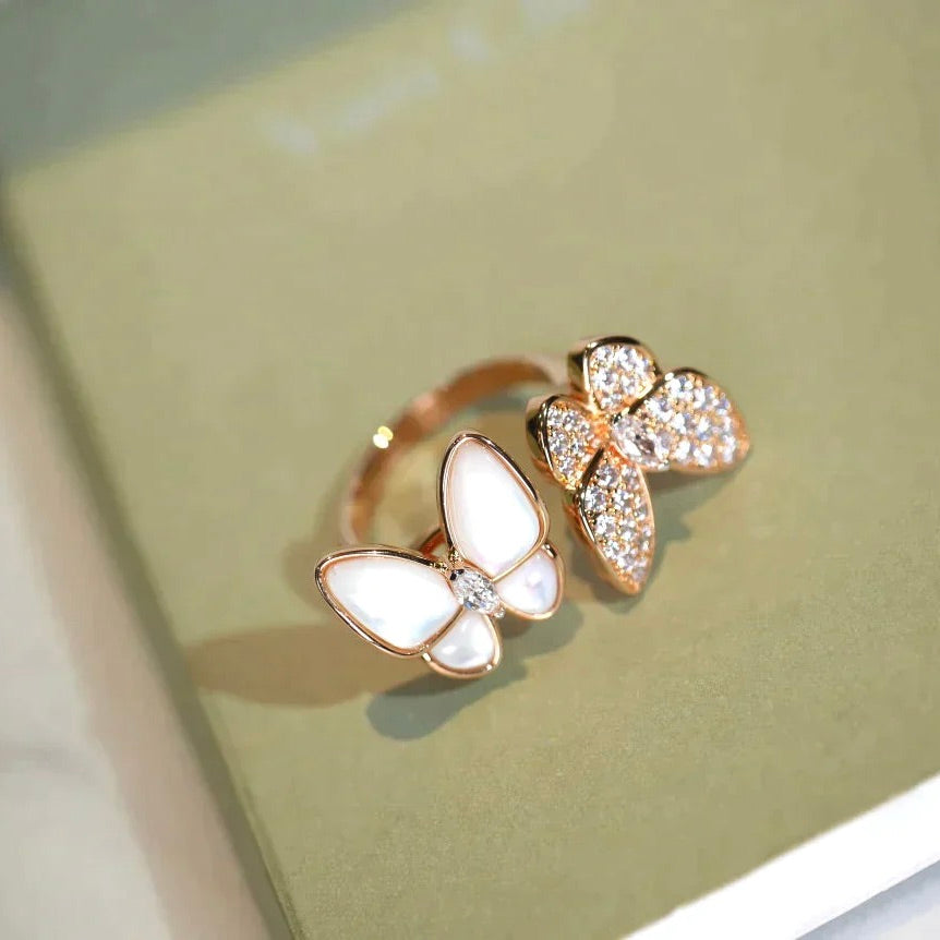 [CiCi]TWIN BUTTERFLY DIAMOND MOP RING
