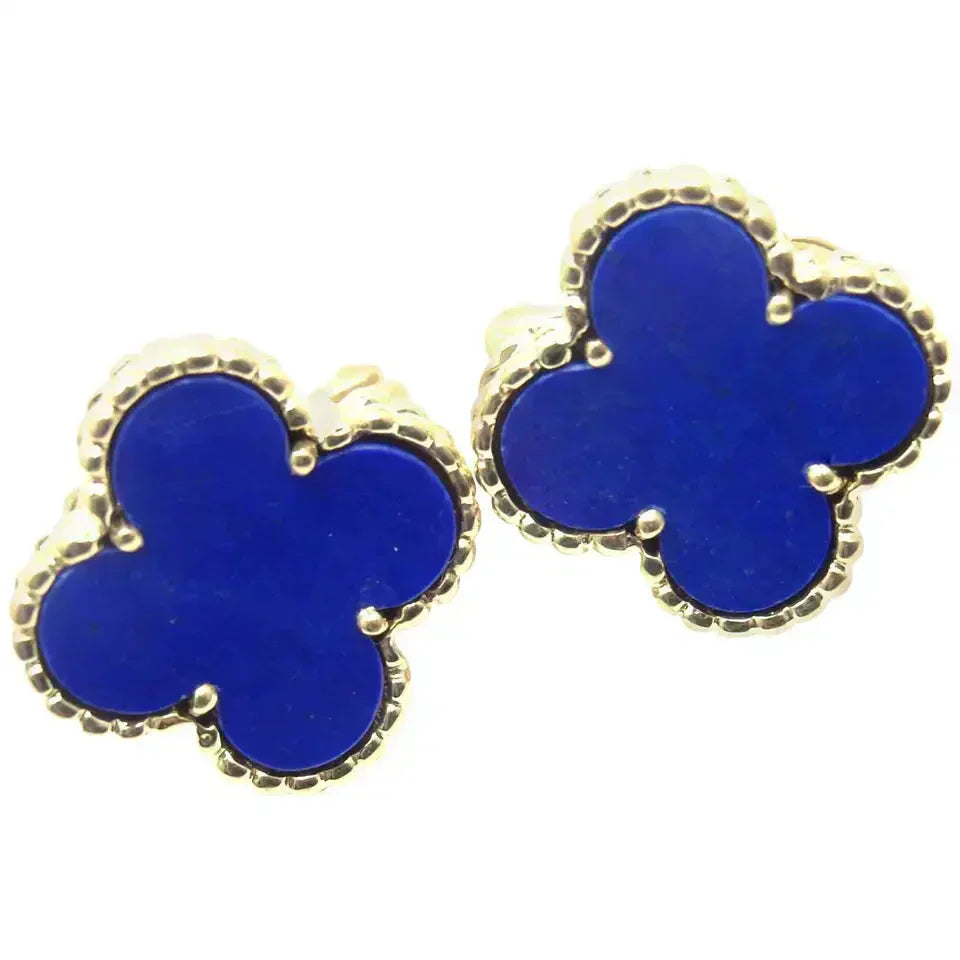[CiCi]CLOVER MINI 9.5MM BLUE AGATE EARRINGS