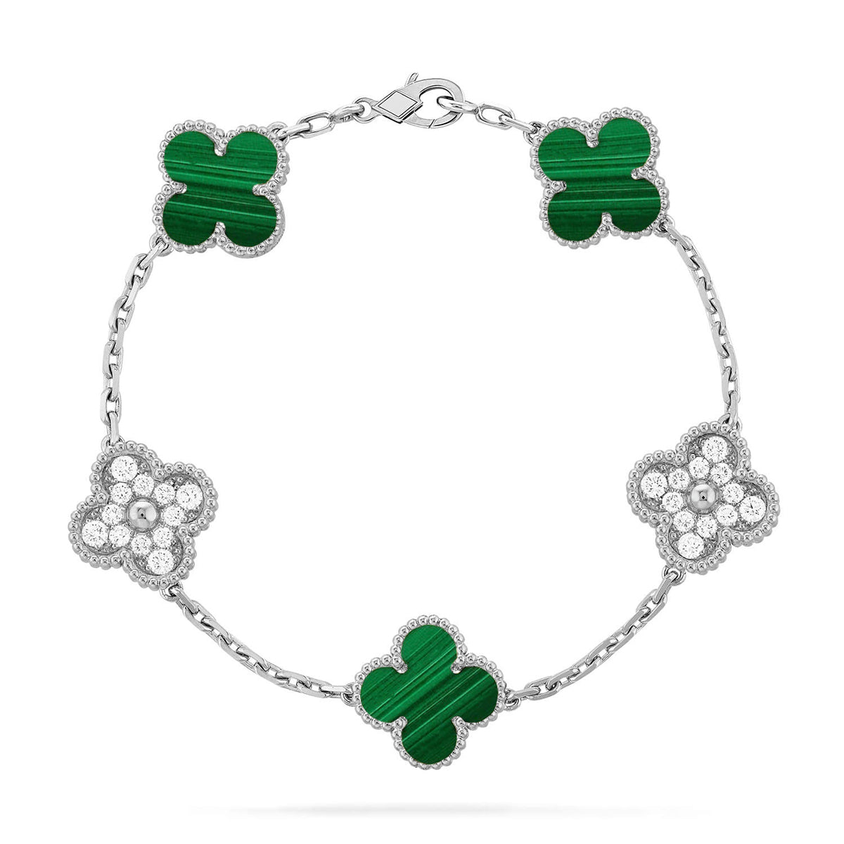 [CiCi] CLOVER 5 MOTIF MALACHITE BRACELET COLLECTION