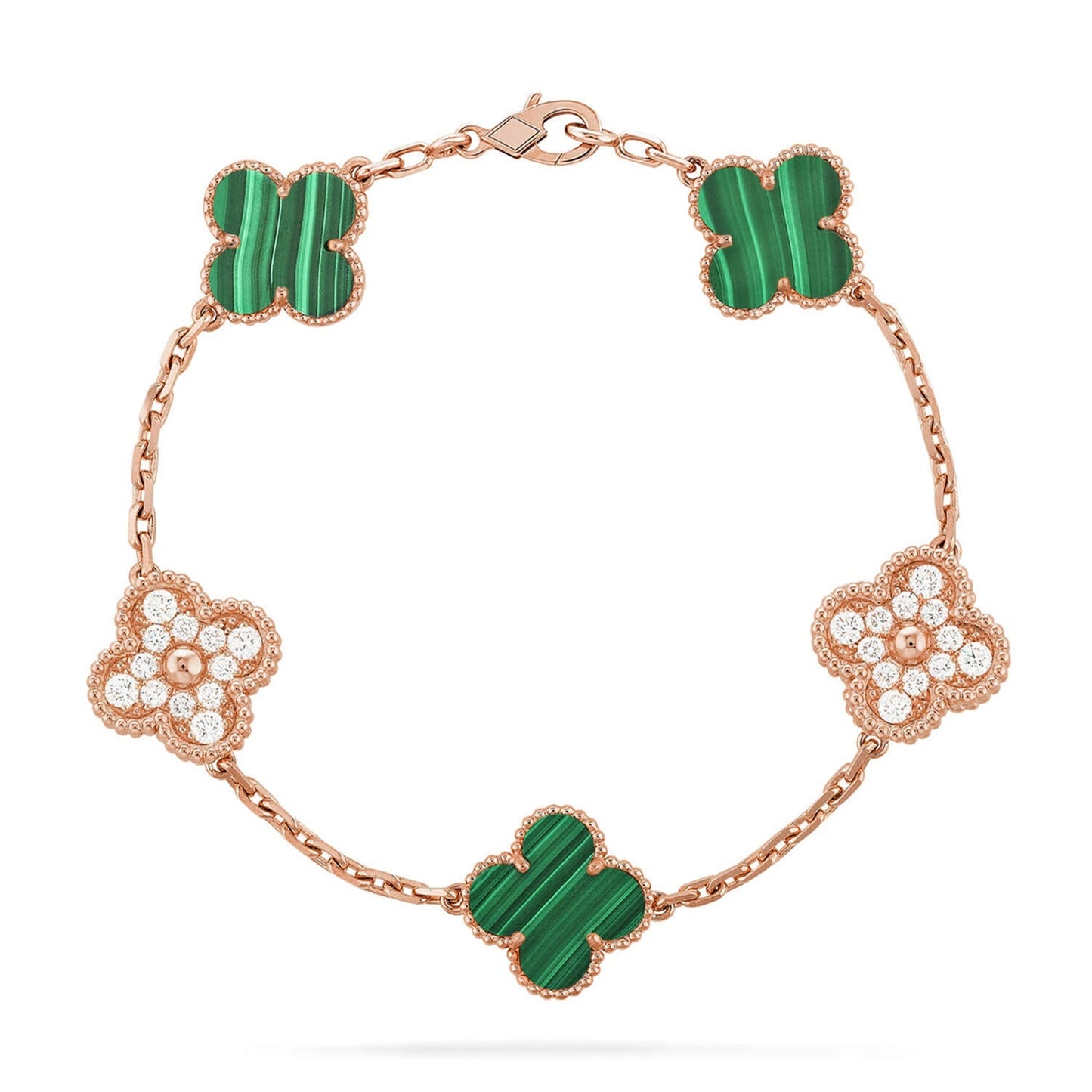 [CiCi] CLOVER 5 MOTIF MALACHITE BRACELET COLLECTION