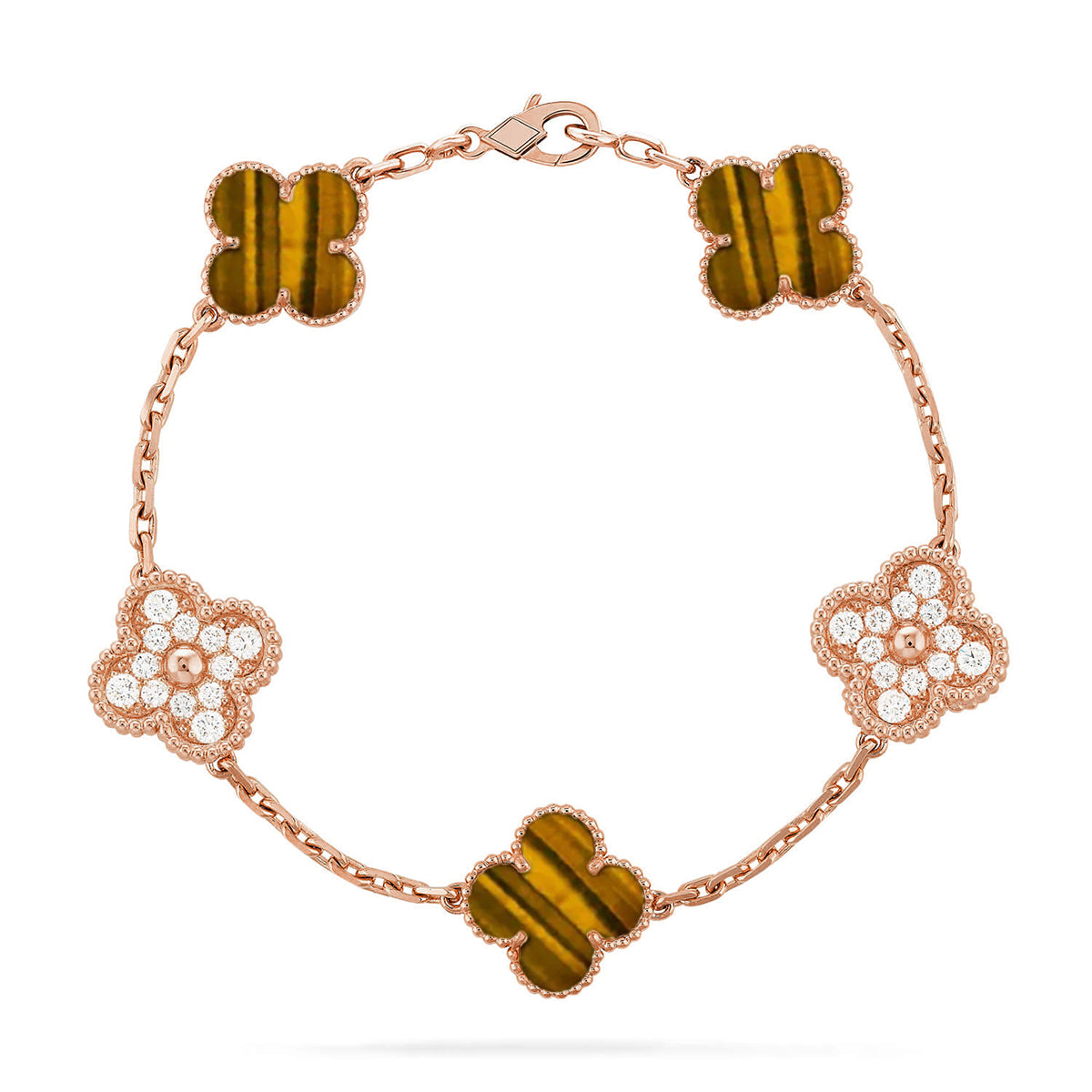 [CiCi] CLOVER 5 MOTIFS TIGER EYE BRACELET COLLECTION