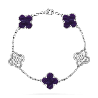[CiCi]CLOVER 5 MOTIF PURPLE STRIPES BRACELET COLLECTION