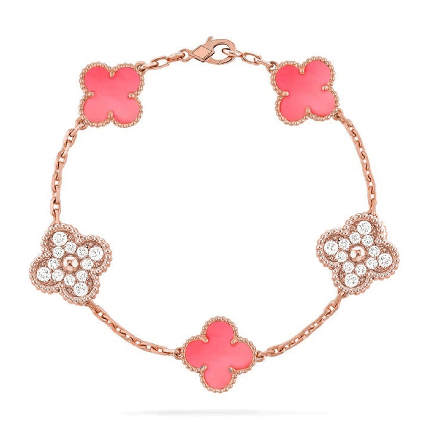 [CiCi] CLOVER 5 MOTIFS  PINK MOP BRACELET COLLECTION