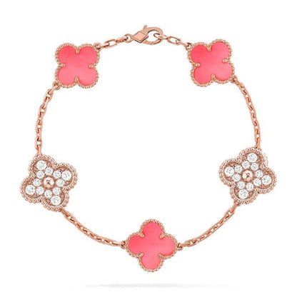 [CiCi] CLOVER 5 MOTIFS  PINK MOP BRACELET COLLECTION