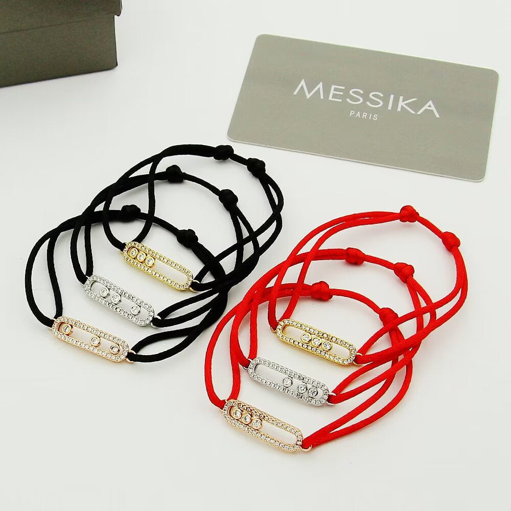 [CiCi]Messika Care(s) pink cord pavé bracelet