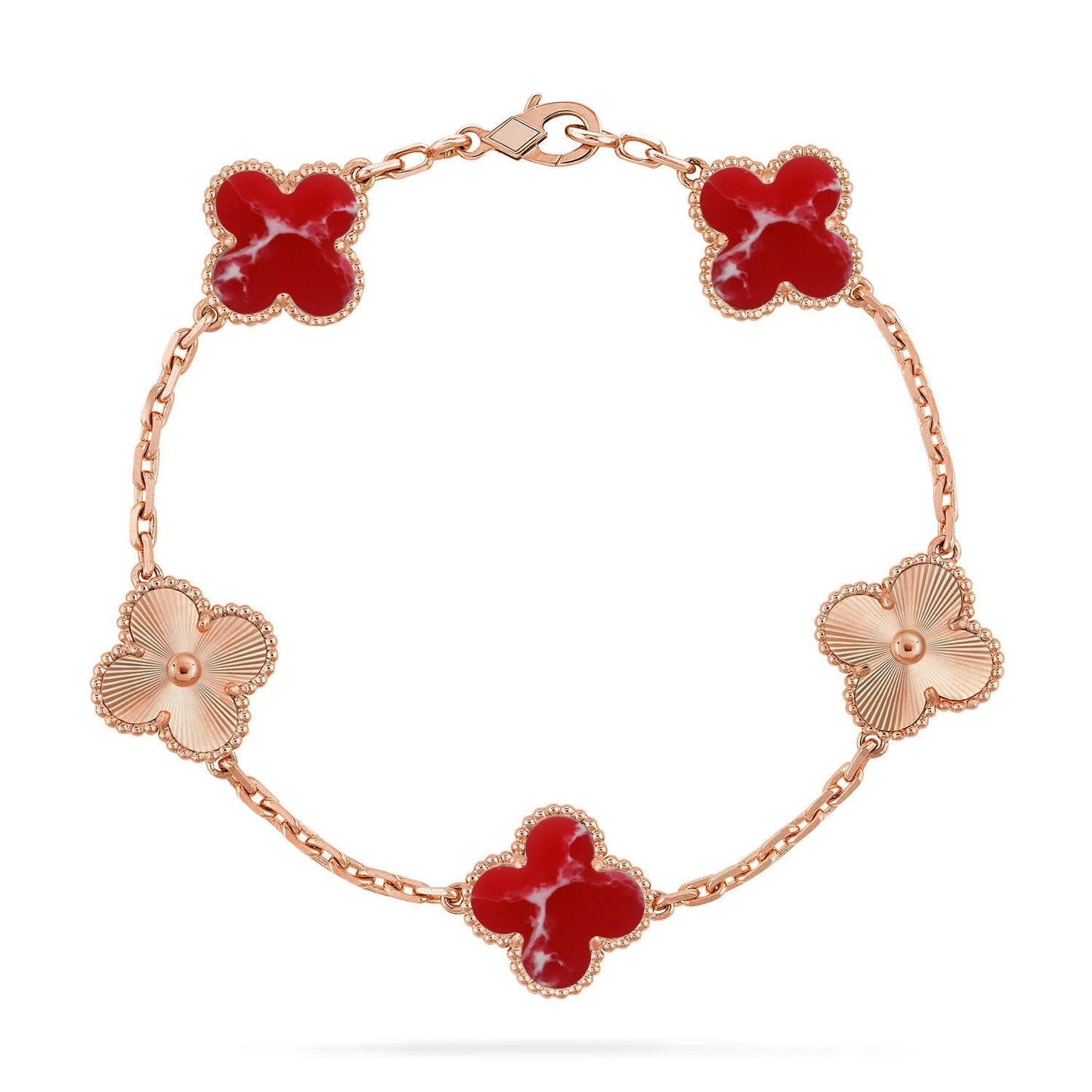 [CiCi]CLOVER 5 MOTIF RED PATTERN BRACELET COLLECTION