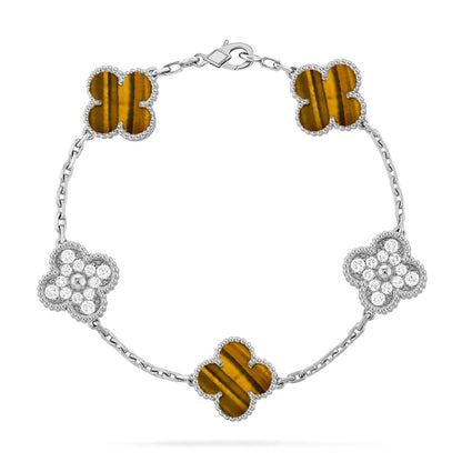 [CiCi] CLOVER 5 MOTIFS TIGER EYE BRACELET COLLECTION