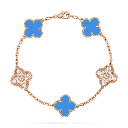 [CiCi] CLOVER 5 MOTIF BLUE AGATE BRACELET COLLECTION