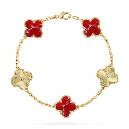[CiCi]CLOVER 5 MOTIF RED PATTERN BRACELET COLLECTION