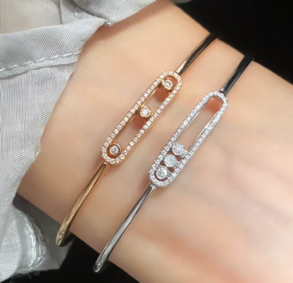 [CiCi]Move Pavé Diamond Bangle Bracelet M