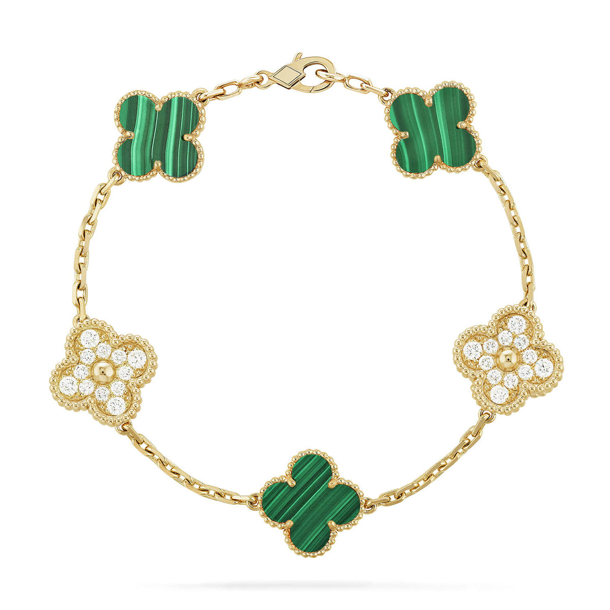 [CiCi] CLOVER 5 MOTIF MALACHITE BRACELET COLLECTION