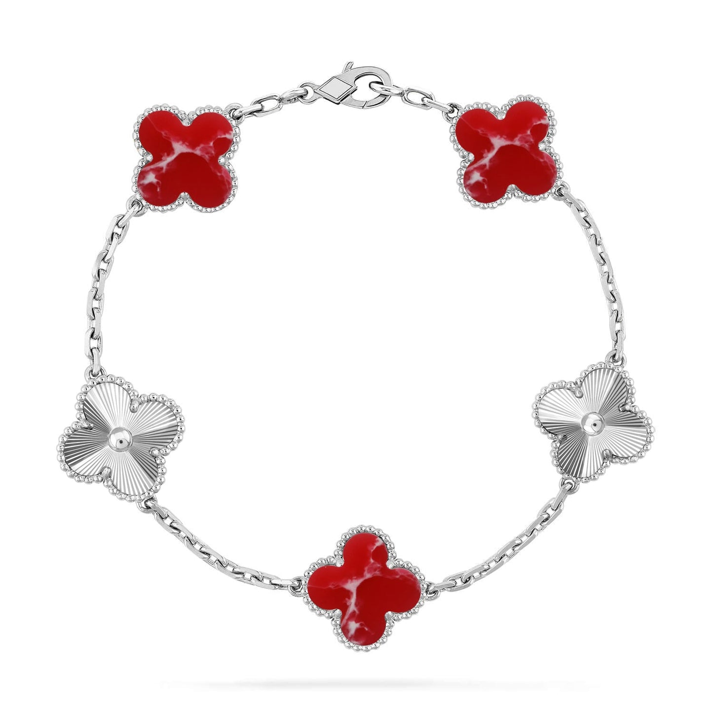 [CiCi]CLOVER 5 MOTIF RED PATTERN BRACELET COLLECTION
