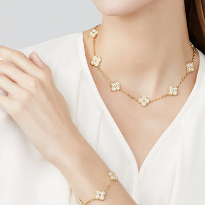 [CiCi]CLOVER 10 MOTIFS DIAMOND NECKLACE