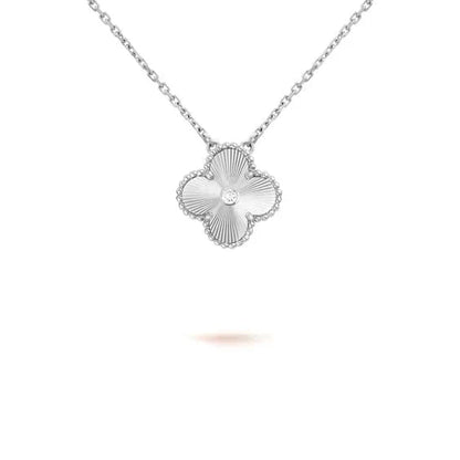 [CiCi]CLOVER  15MM DIAMOND LASER NECKLACE SILVER