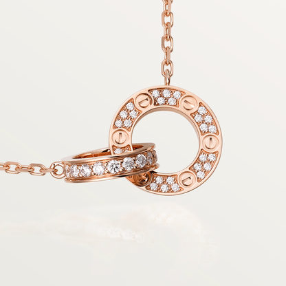 [CiCi]LOVE 7.6MM NECKLACE ROSE GOLD AND SILVER  FULL DIAMOND